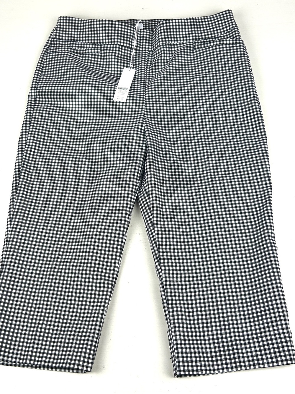 CHICO'S So Slimming Brigitte Rivet Capri Pants Gingham Checks Size 8 New